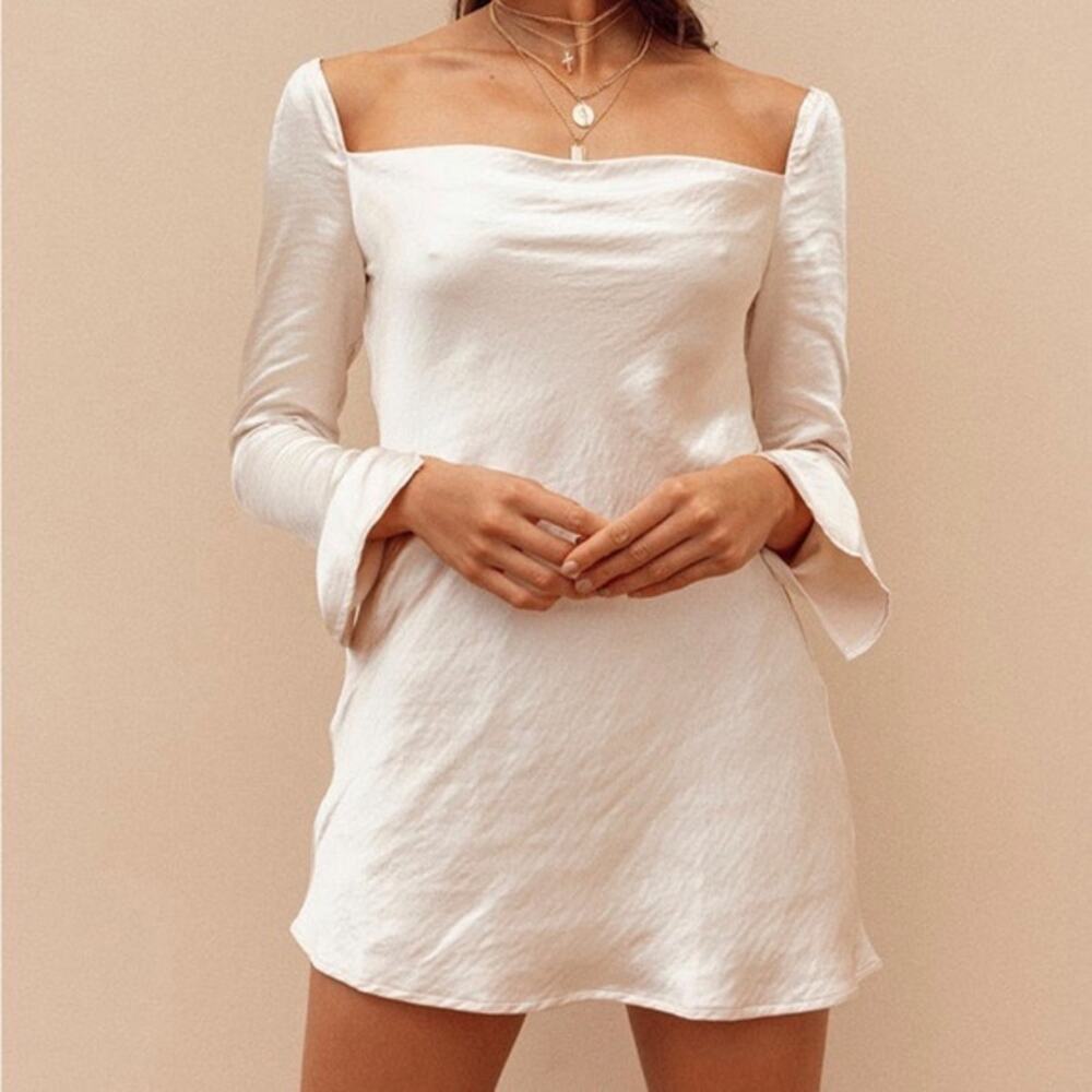 Princess Polly Star Power Champagne Satin Mini Dress NWT Size 8